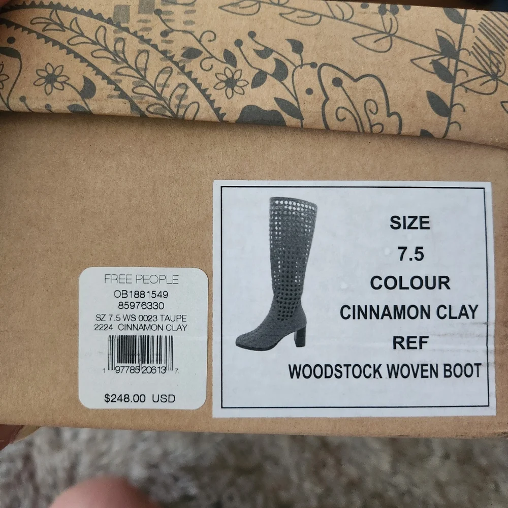 Free People Woodstock Woven Boots‎ In Cinnamon Clay Brown Women's Size 7.5